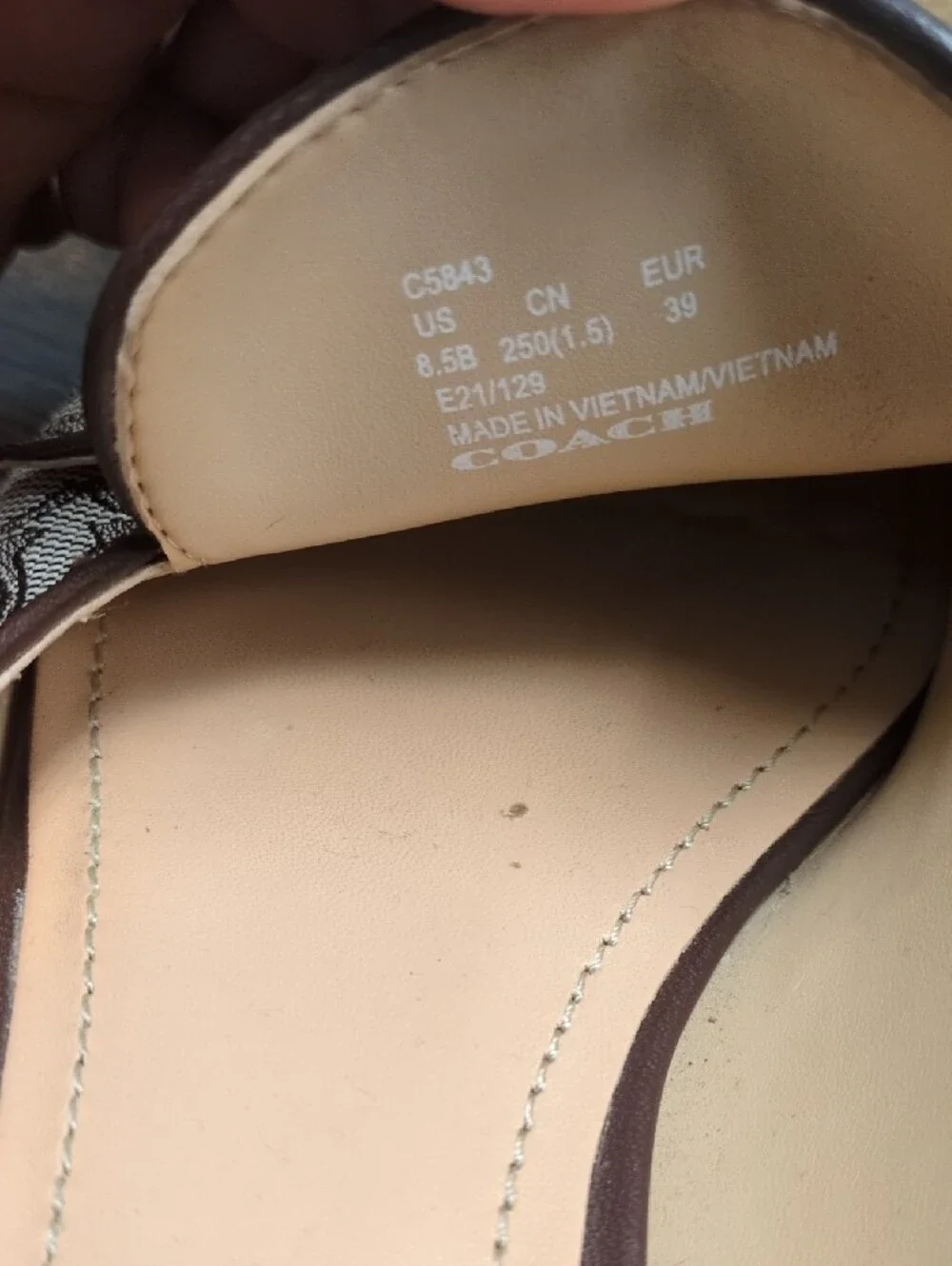 Coach Brown Signature Monogram Mules with Gold Accents/8.5B